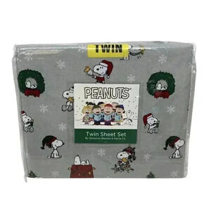 Berkshire Peanuts Snoopy Woodstock Christmas Twin Bed Sheet Set Winter Snow